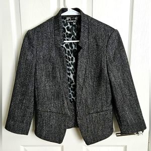 Express | 3/4 length sleeve gray blazer with ruffle back